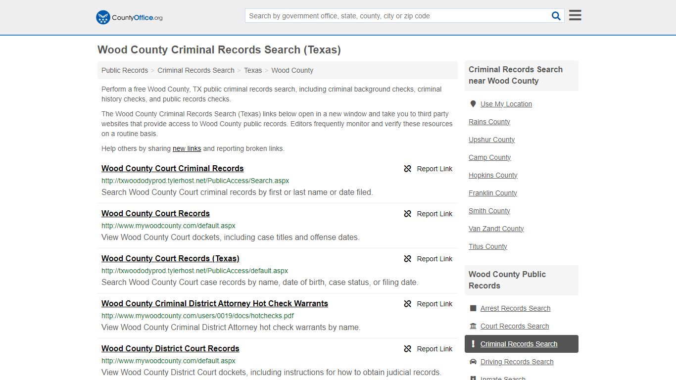 Wood County Criminal Records Search (Texas) - County Office
