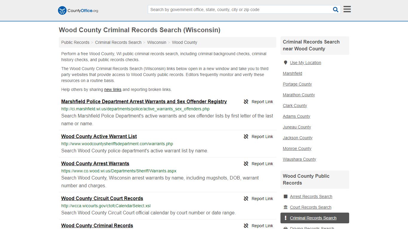 Wood County Criminal Records Search (Wisconsin) - County Office